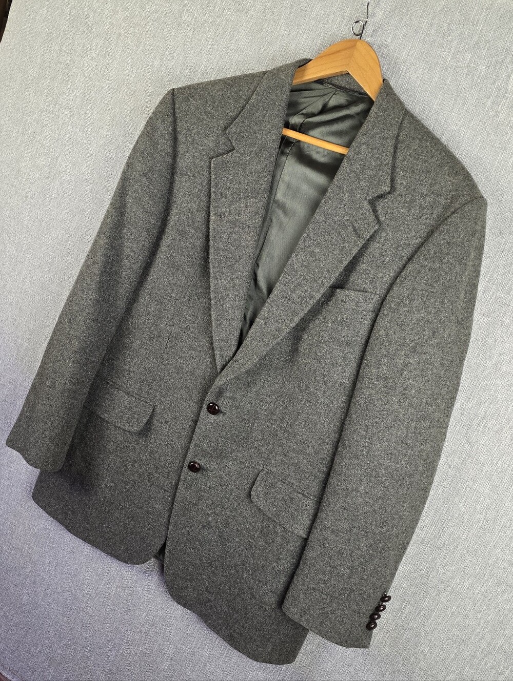 Vtg Lands' End Lambswool/Camel Hair Gray Blazzer/Sports Coat Sz 42L